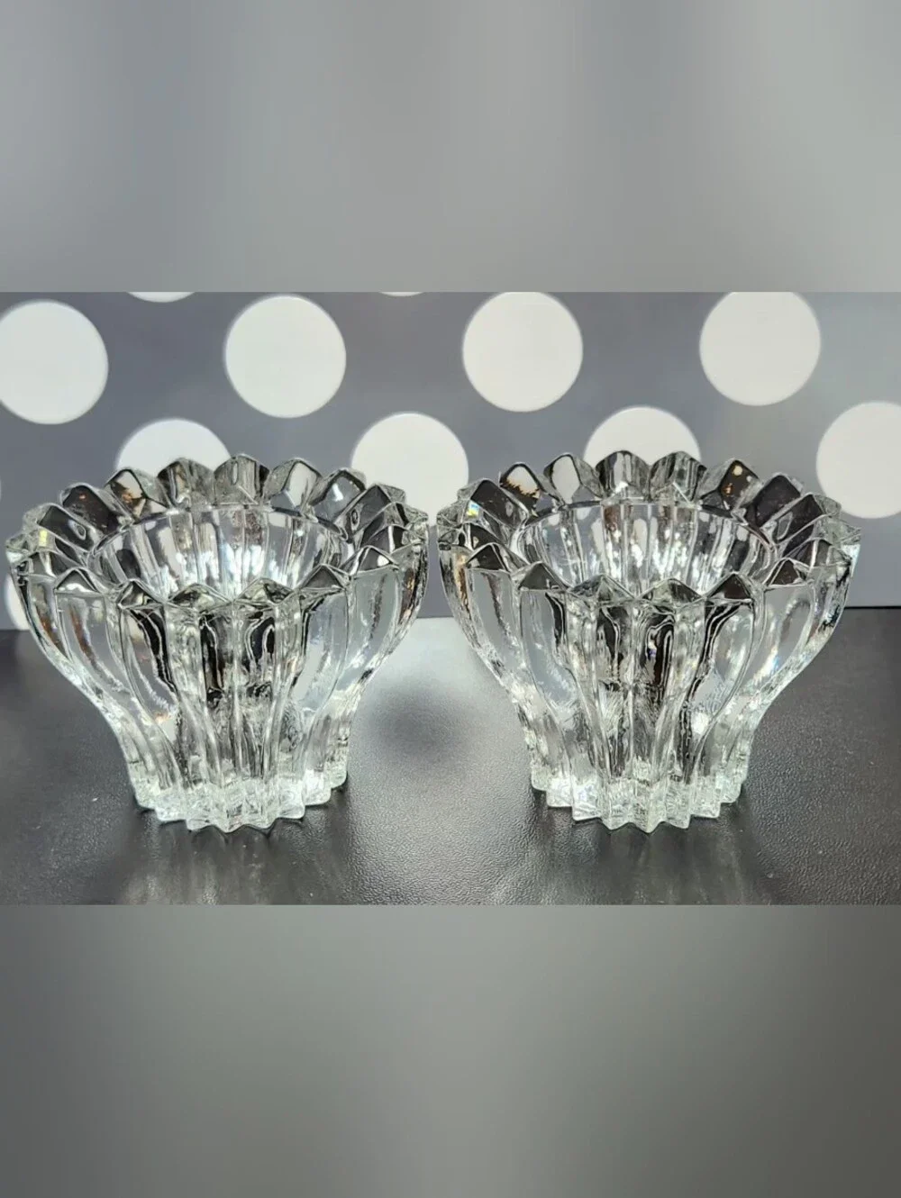 Set of 2 Mikasa Diamante Crystal Votive or Taper Candle Holders